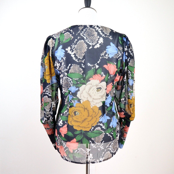 Cabi Size M Snake Charmer Blouse Semi Sheer Black Multi 3762 - Picture 5 of 12